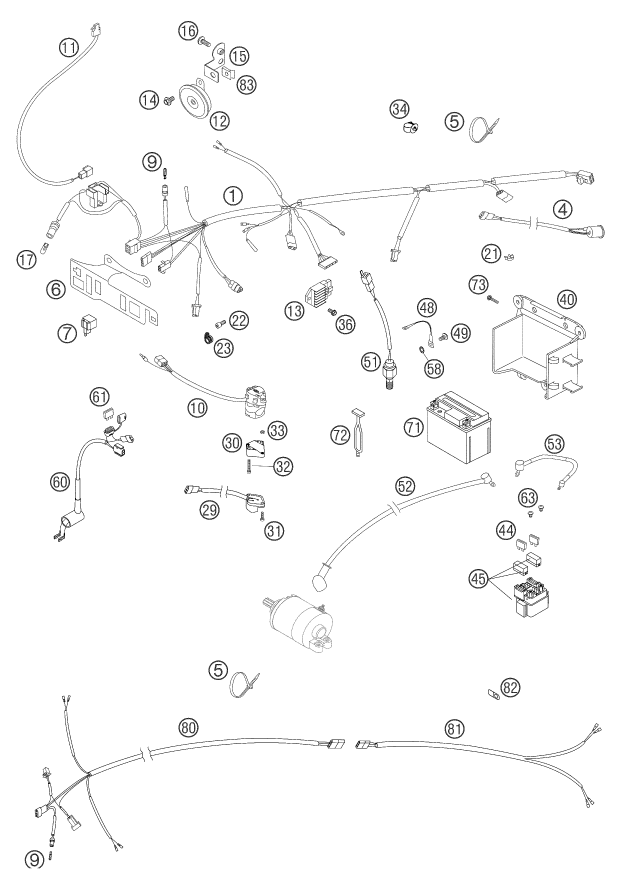 FAISCEAU DE CABLES POUR 250 EXC RACING 2004 (EU)