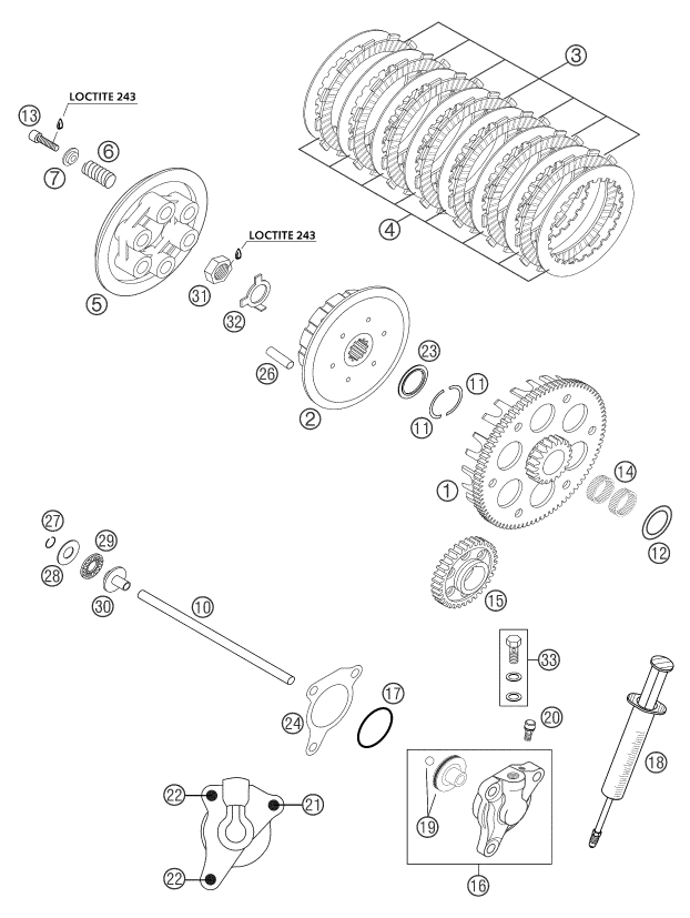 EMBRAYAGE POUR 250 EXC RACING 2004 (EU)