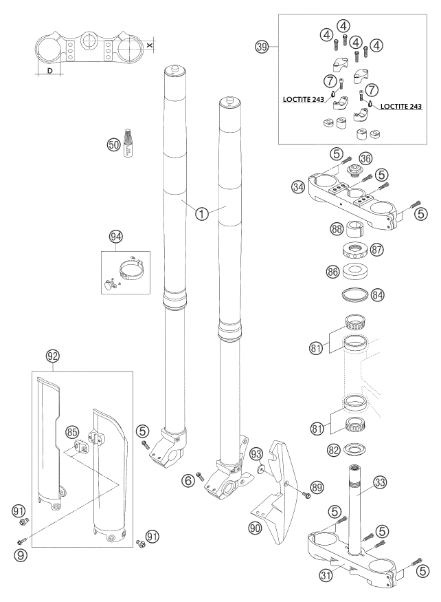 FOURCHE TELESCOPIQUE TE DE FOURCHE POUR 450 SMS EU