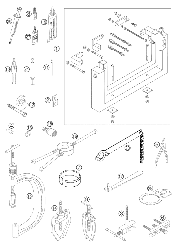 OUTILS SPECIAUX MOTEUR POUR 400 EXC RACING 2004 (EU)