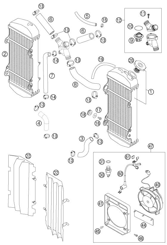 SYSTEME DE REFROIDISSEMENT POUR 400 EXC RACING 2004 (EU)