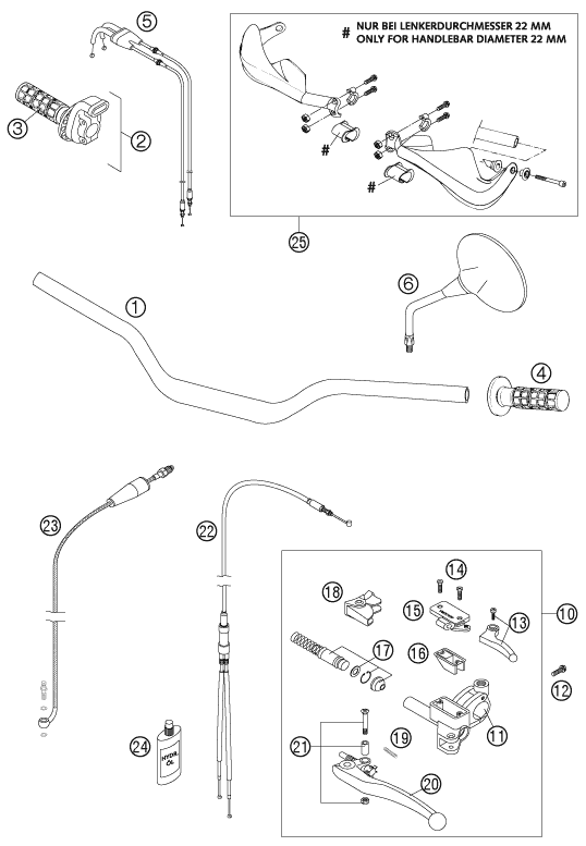 GUIDON ARMATURES POUR 950 ADVENTURE S BLUE HIGH 2004 AUGB