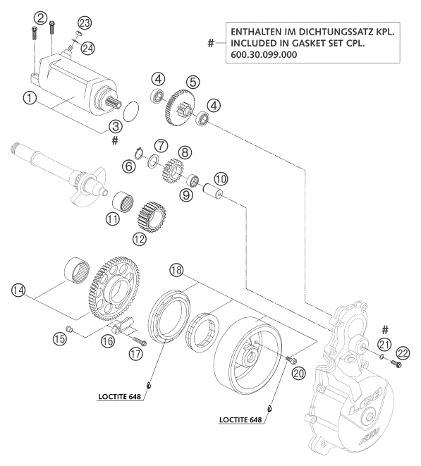 DEMARREUR ELECTRIQUE POUR 1190 RC 8 2007 (EU)