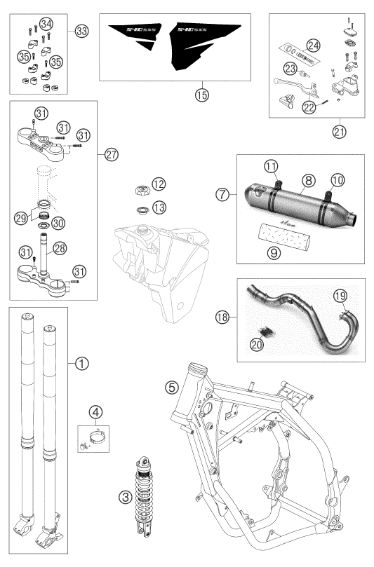 PIECES NEUVES POUR 540 SXS RACING 2004 EU