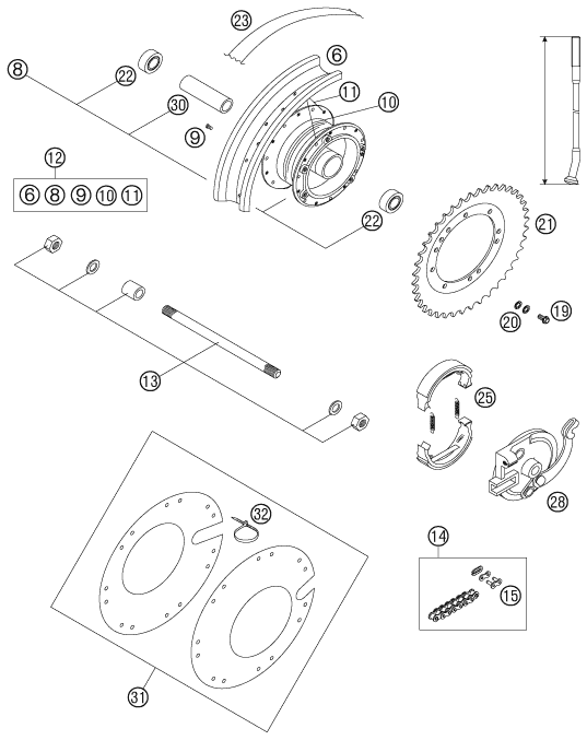 ROUE ARRIERE POUR 50 SX JUNIOR 2006 (EU)