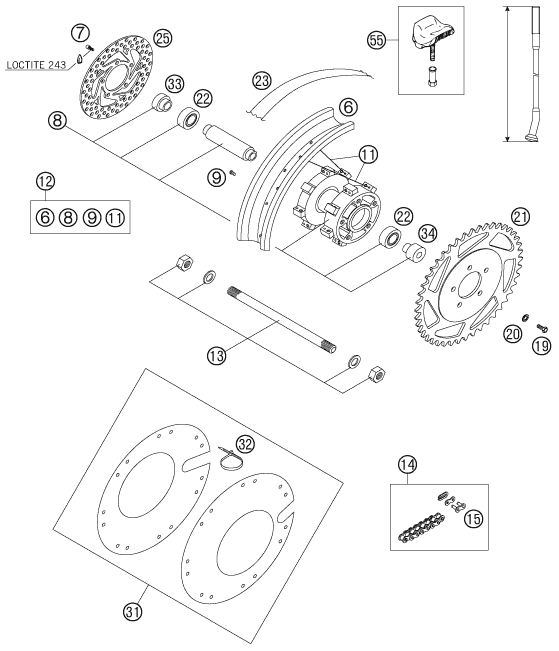 ROUE ARRIERE POUR 50 SUPERMOTO 2006 EU