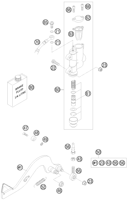 SYSTEME DE FREIN ARRIERE POUR 50 SUPERMOTO 2006 (EU)