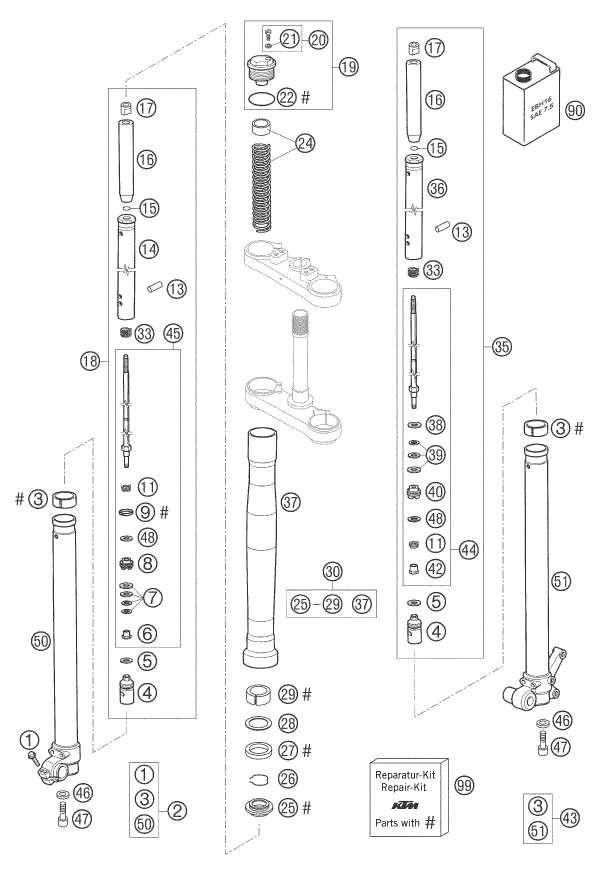 FOURCHE TELESCOPIQUE POUR 65 SX 2006 EU