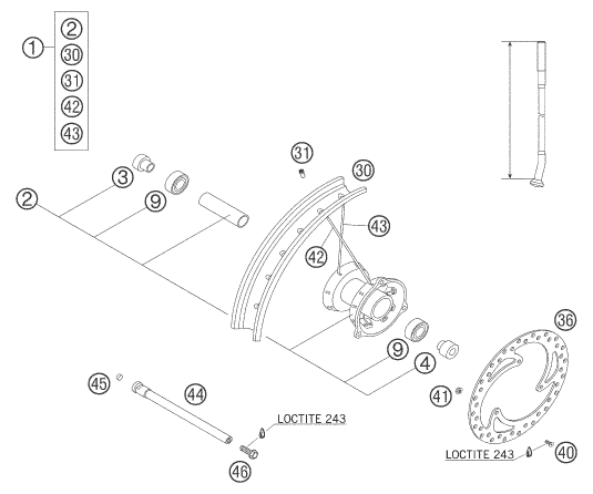 ROUE AVANT POUR 65 SX 2005 (EU)