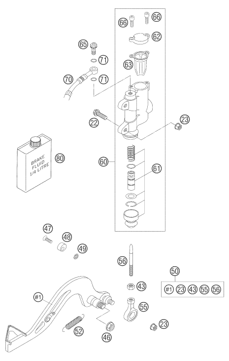 SYSTEME DE FREIN ARRIERE POUR 65 SX 2005 (EU)