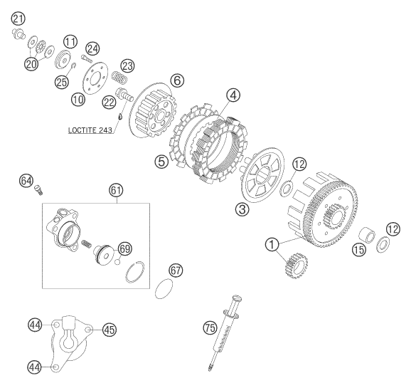 EMBRAYAGE POUR 65 SX 2007 EU