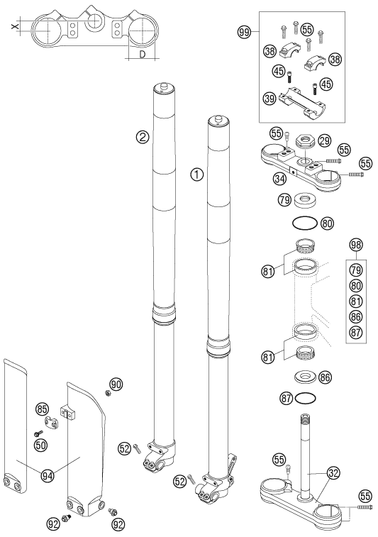 FOURCHE TELESCOPIQUE TE DE FOURCHE POUR 105 SX 2006 (EU)