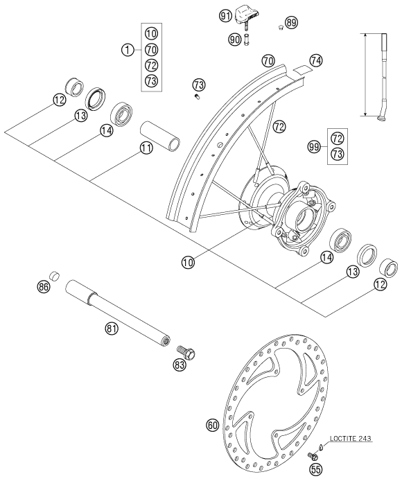 ROUE AVANT POUR 105 SX 2006 (EU)