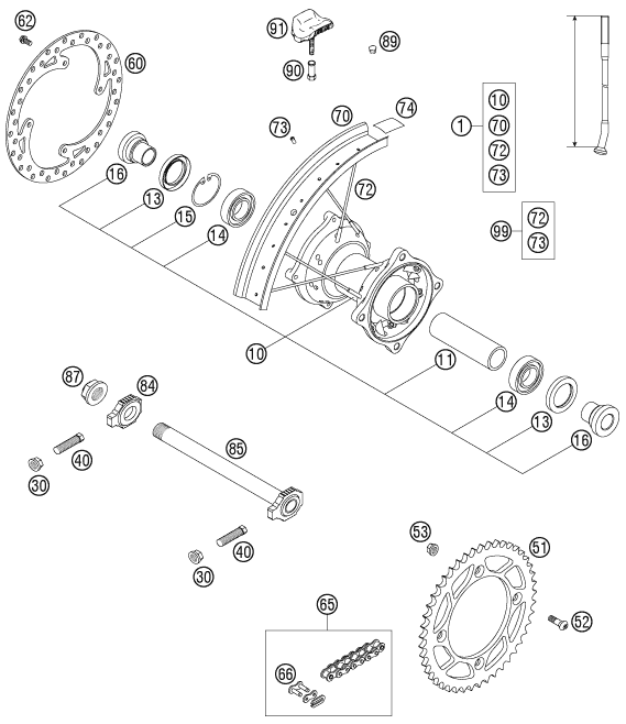 ROUE ARRIERE POUR 85 SX 17/14 2006 (EU)