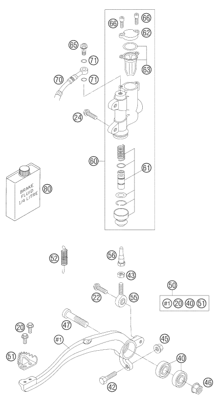 SYSTEME DE FREIN ARRIERE POUR 85 SX 17/14 2005 (EU)