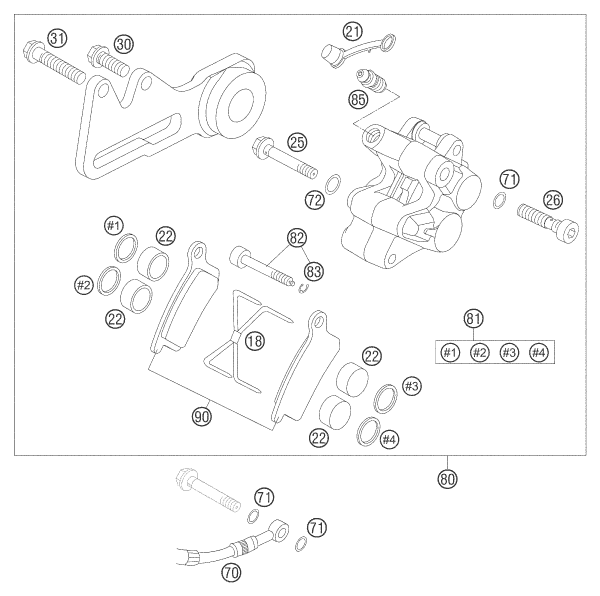 ETRIER DE FREIN ARRIERE POUR 85 SX 17/14 2005 (EU)