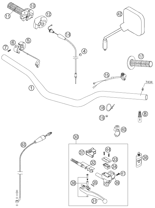 GUIDON ARMATURES POUR 125 EXC SIX-DAYS 2005 (EU)