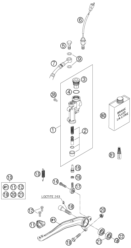 SYSTEME DE FREIN ARRIERE POUR 125 EXC 2005 (EU)