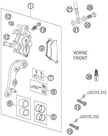 ETRIER DE FREIN AVANT POUR 250 SX 2005 (EU)