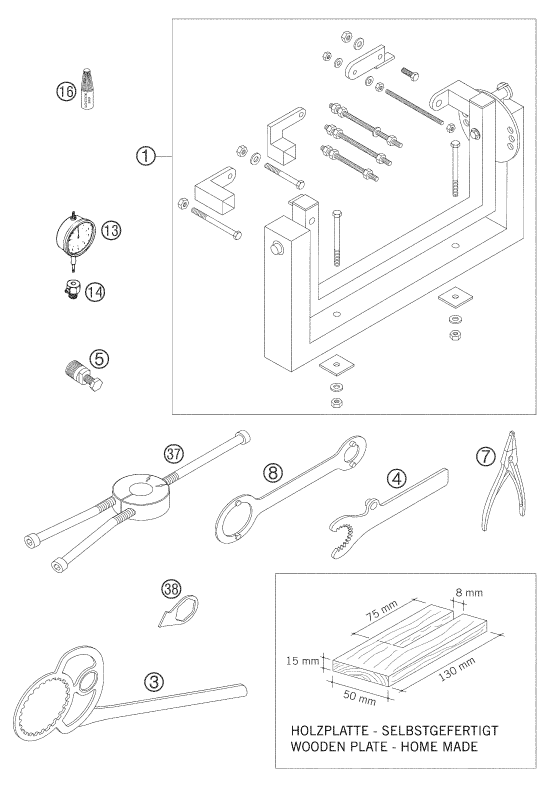 OUTILS SPECIAUX MOTEUR POUR 125 EXC 2006 (EU)