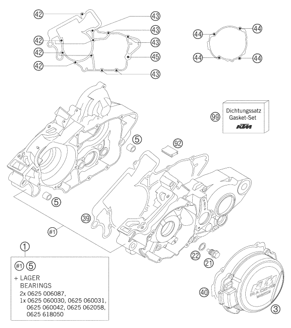 CARTER MOTEUR POUR 125 EXC 2006 EU