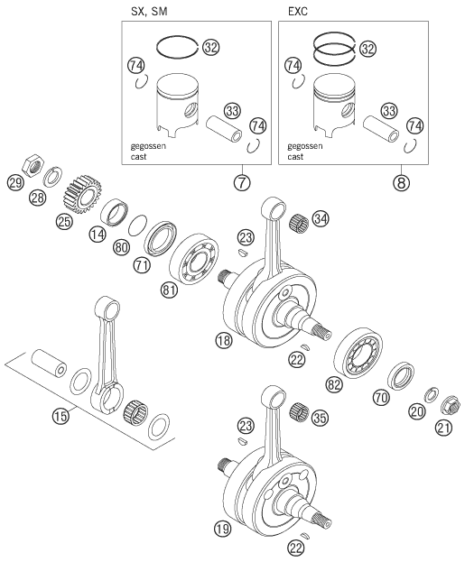 VILEBREQUIN PISTON POUR 125 SX 2005 (EU)