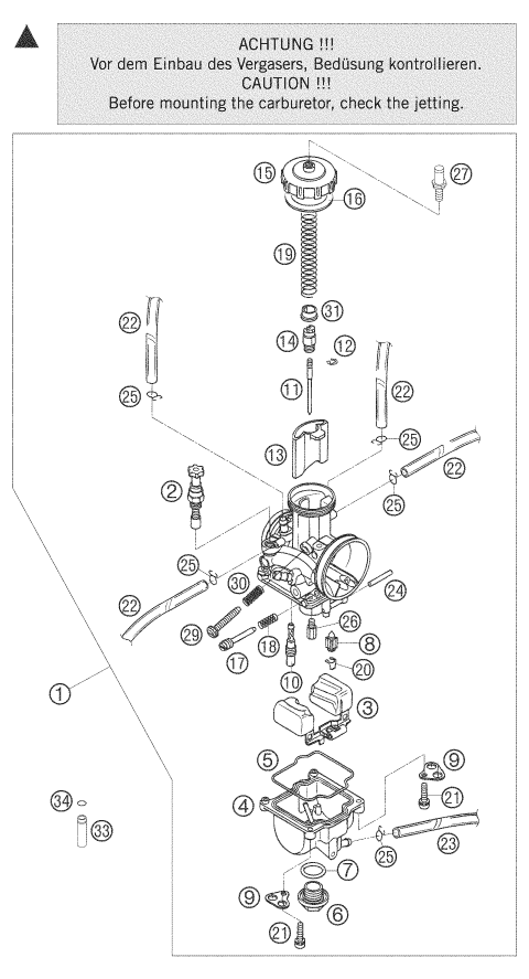 CARBURATEUR POUR 125 EXC 2005 (EU)