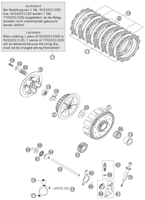 EMBRAYAGE POUR 125 SX TYLA RATTRAY 2005 (EU)