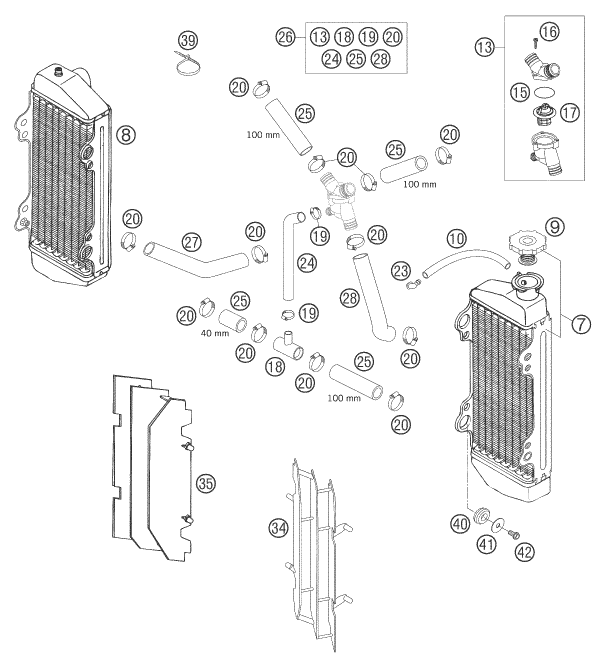 SYSTEME DE REFROIDISSEMENT POUR 125 EXC 2005 (EU)