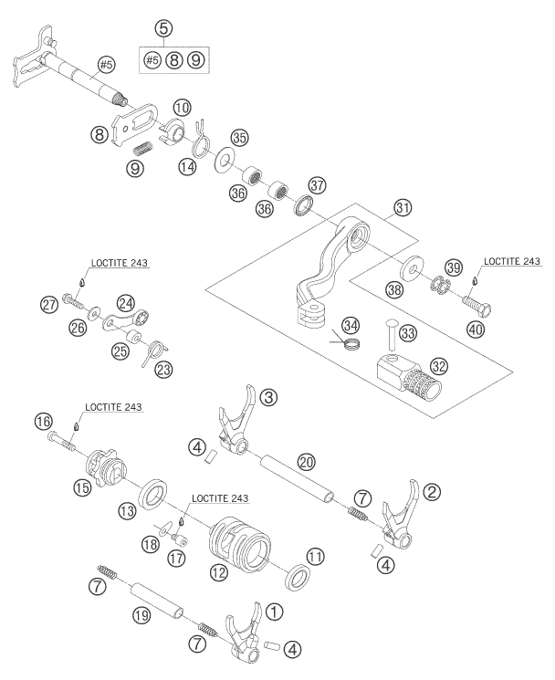 MECANISME DE SELECTION POUR 250 SXS 2005 EU