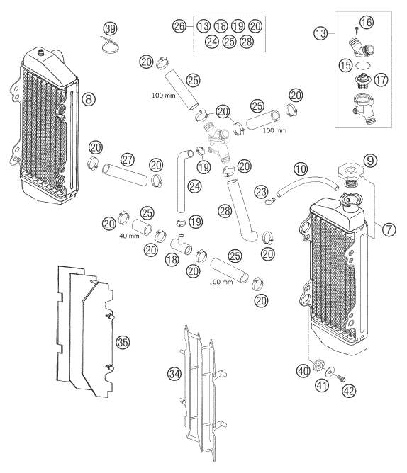 SYSTEME DE REFROIDISSEMENT POUR 250 EXC SIX DAYS 2006 EU