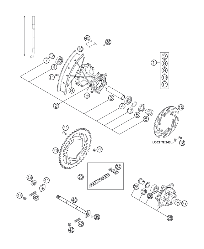 ROUE ARRIERE POUR 400 LS-E/ MIL 2005 (EU)