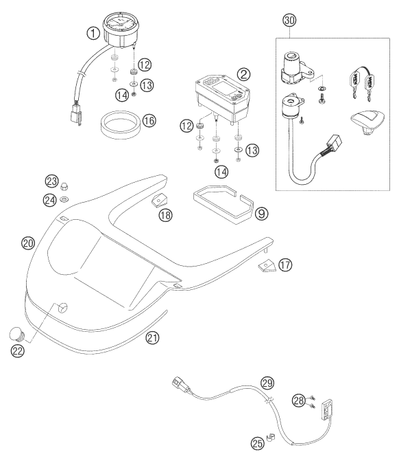 INSTRUMENTS SYSTEME DE VERROUILLAGE POUR 640 ADVENTURE 2005 (AU/GB)