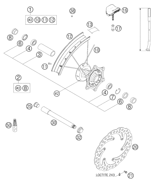 ROUE AVANT POUR 625 SXC 2005 (AU/GB)