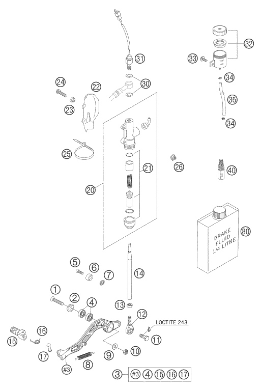 SYSTEME DE FREIN ARRIERE POUR 625 SMC 2005 (AU/GB)