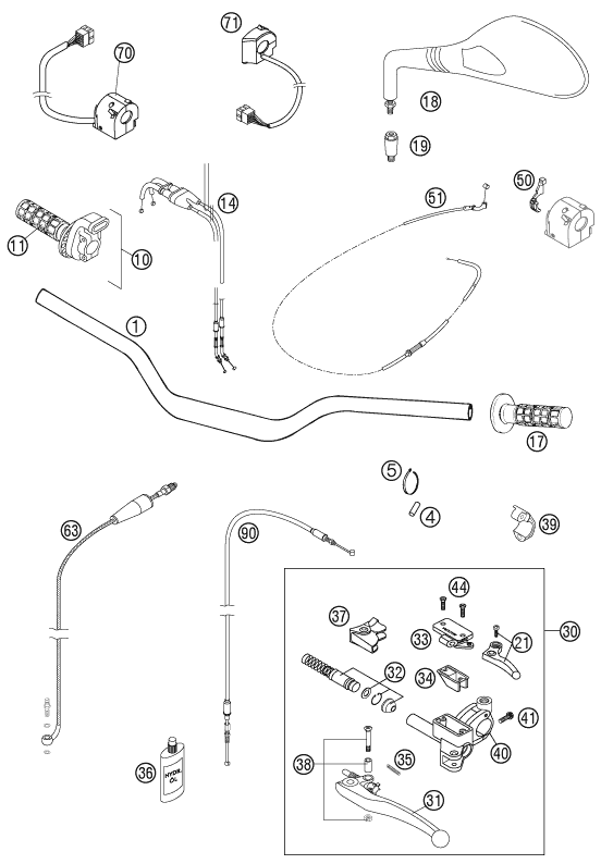 GUIDON ARMATURES POUR 640 LC4 SUPERMOTO PRESTIGE 05 (EU)