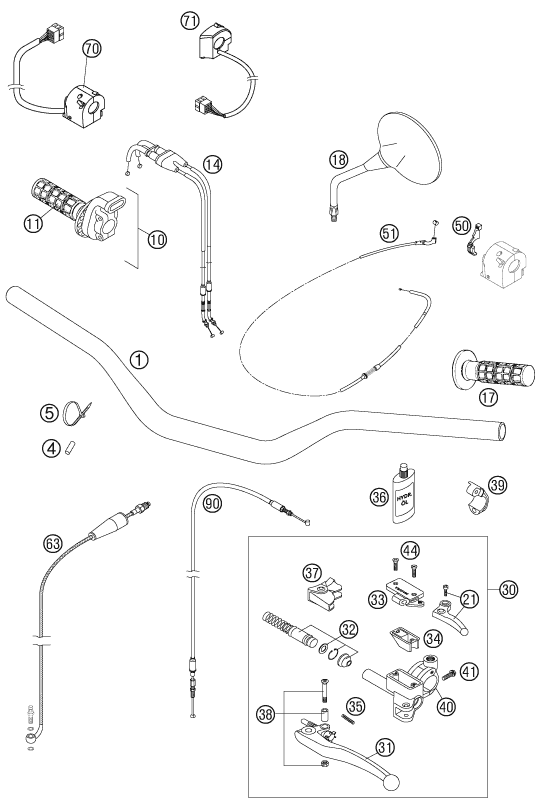 GUIDON ARMATURES POUR 640 LC4 SUPERMOTO BLUE 05 (EU)