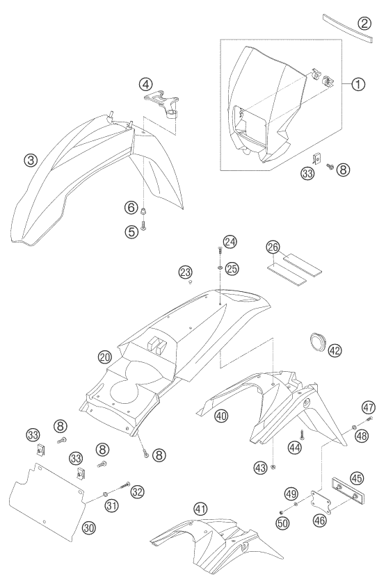 PLAQUE GARDE BOUE POUR 640 LC4 ENDURO ORANGE 2005 EU