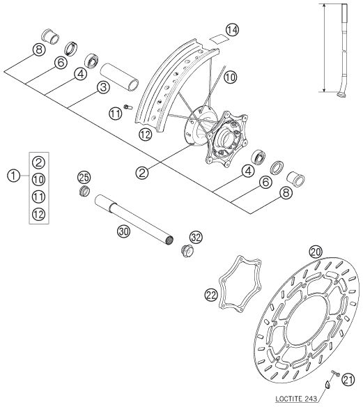 ROUE AVANT POUR 640 LC4 SUPERMOTO BLUE 05 (EU)