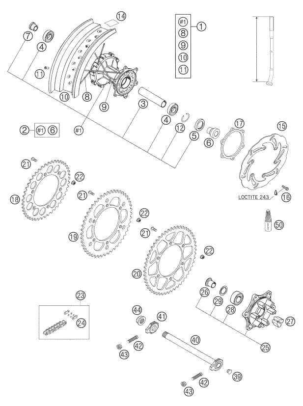 ROUE ARRIERE POUR 625 SMC 2005 (AU/GB)