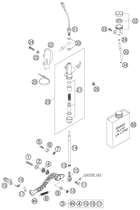 SYSTEME DE FREIN ARRIERE POUR 640 LC4 SUPERMOTO BLUE 05 (EU)