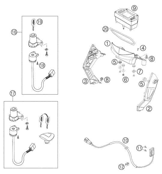 INSTRUMENTS SYSTEME DE VERROUILLAGE POUR 640 LC4 SUPERMOTO BLACK 05 (EU)