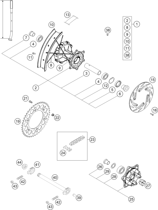 ROUE ARRIERE POUR 450 RALLYE FACTORY REPL. 2005 (EU)