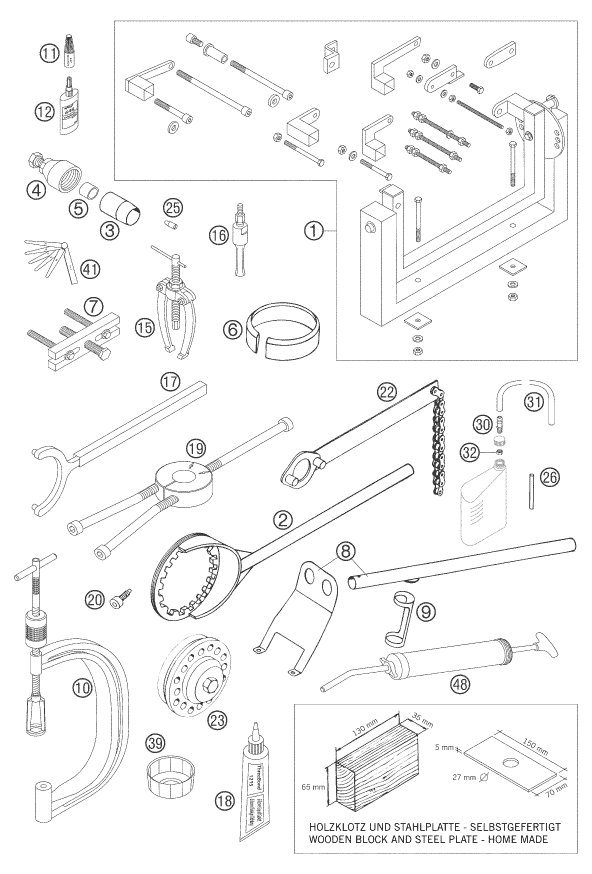 OUTILS SPECIAUX MOTEUR POUR 660 RALLY FACTORY REPLICA 2007 EU