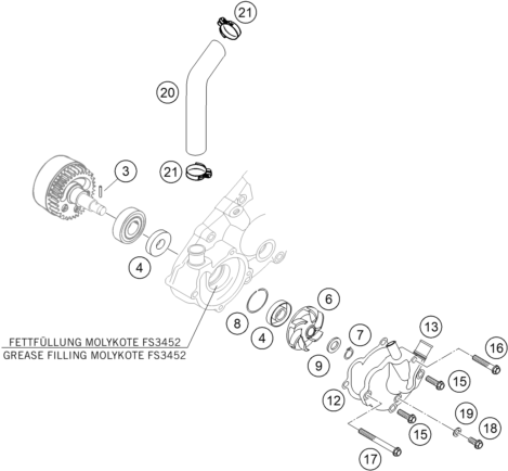 POMPE A EAU POUR 450 RALLYE FACTORY REPL 2004 EU