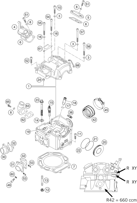 CYLINDRE CULASSE POUR 660 RALLYE FACTORY REPL 2005 EU