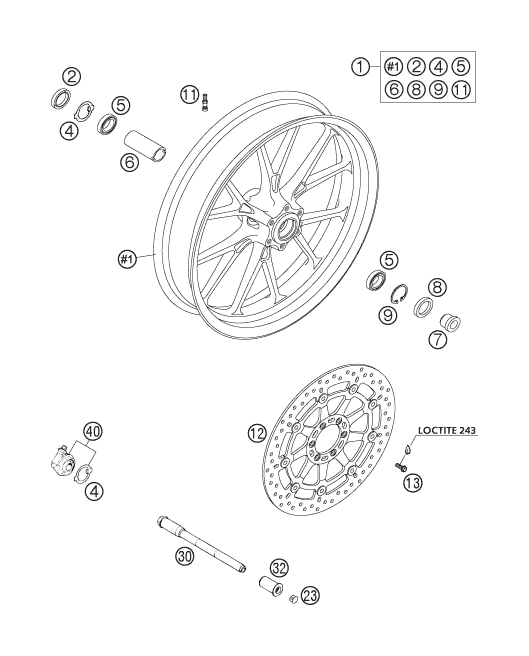 ROUE AVANT POUR 640 DUKE II RED 2005 EU