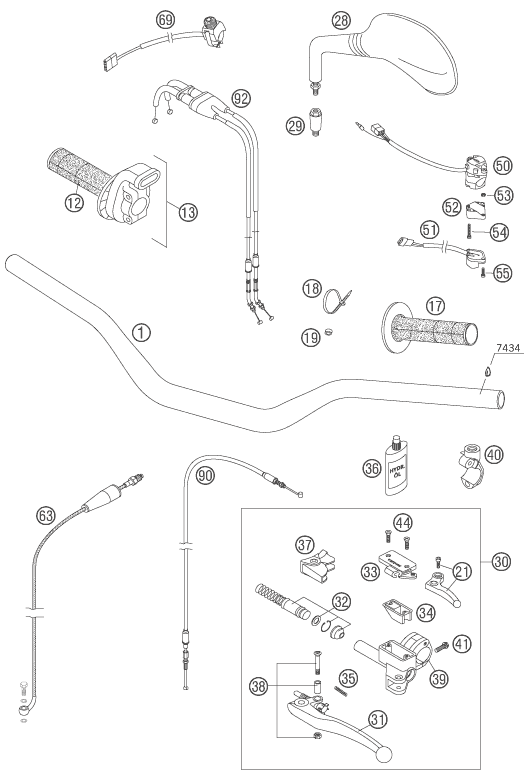 GUIDON ARMATURES POUR 250 EXC FACTORY 2005 EU