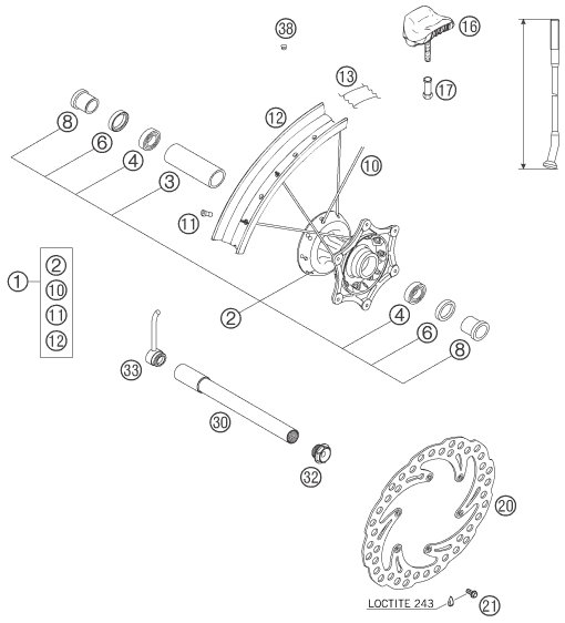 ROUE AVANT POUR 250 EXC FACTORY 2005 (EU)