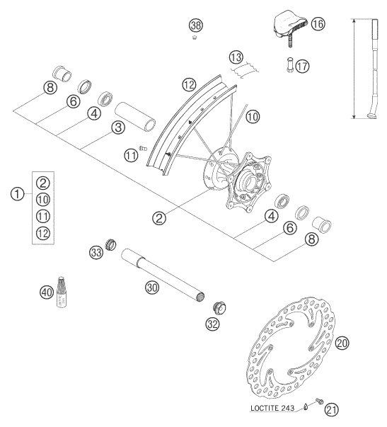 ROUE AVANT POUR 250 EXC RACING 2005 (EU)